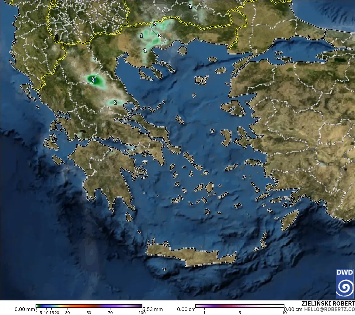ICON modelo - Grecia, Precipitación, nubes y presión