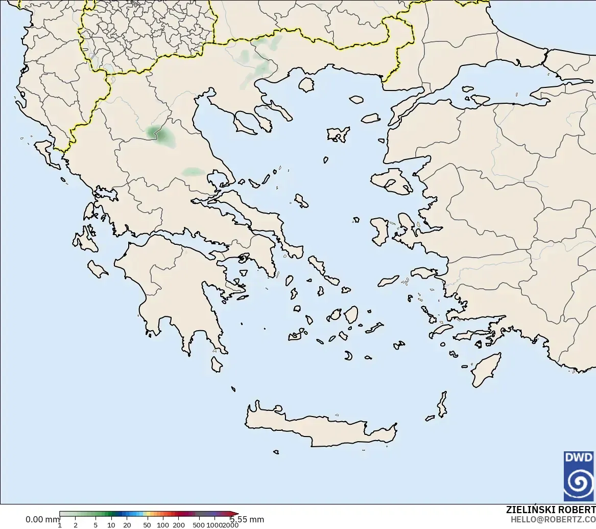 ICON modelo - Grecia, Acumulación de precipitación