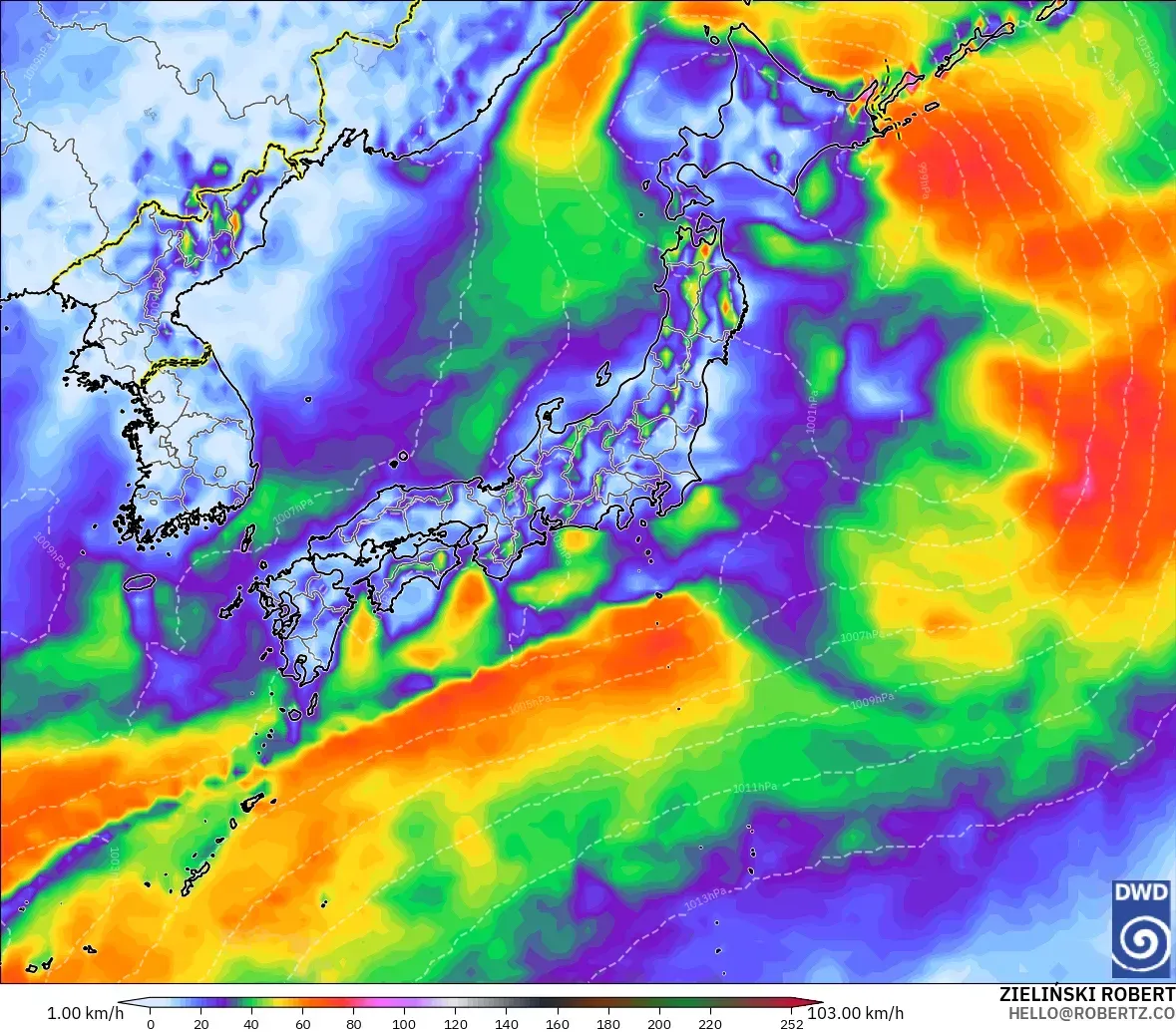 ICON modelo - Japón, Ráfagas de viento