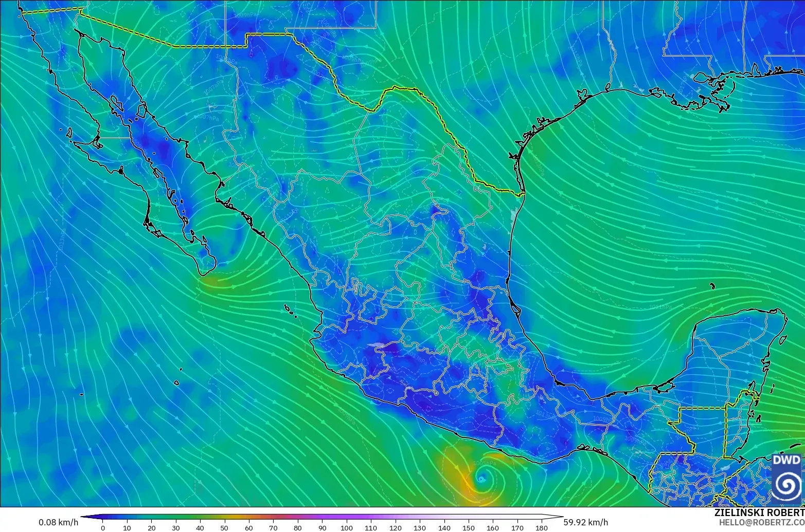 ICON modelo - México, Viento a 10 m