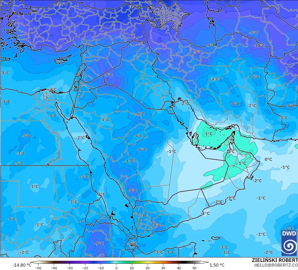 ICON modelo - Oriente Medio, Temperatura a 500 hPa