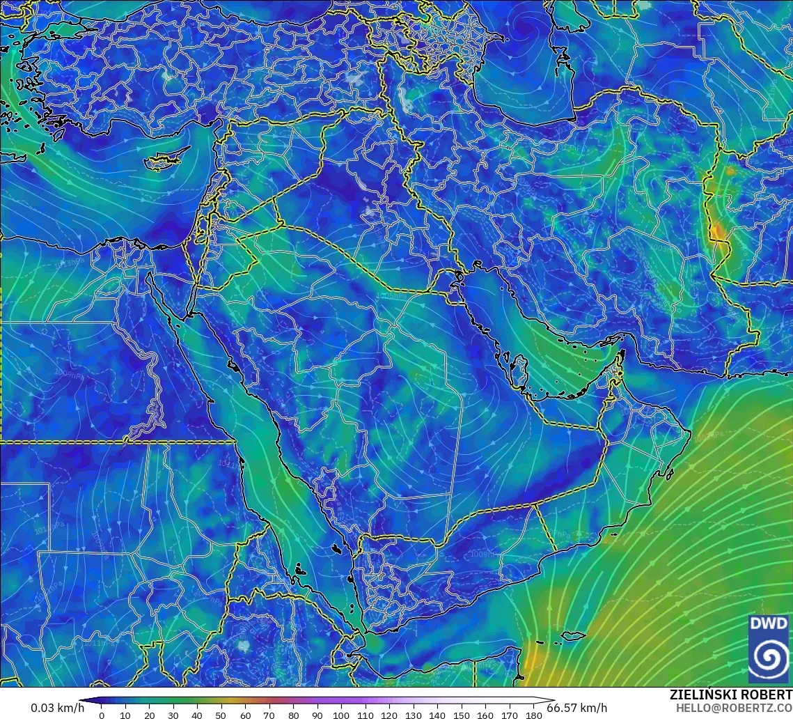 ICON modelo - Oriente Medio, Viento a 10 m