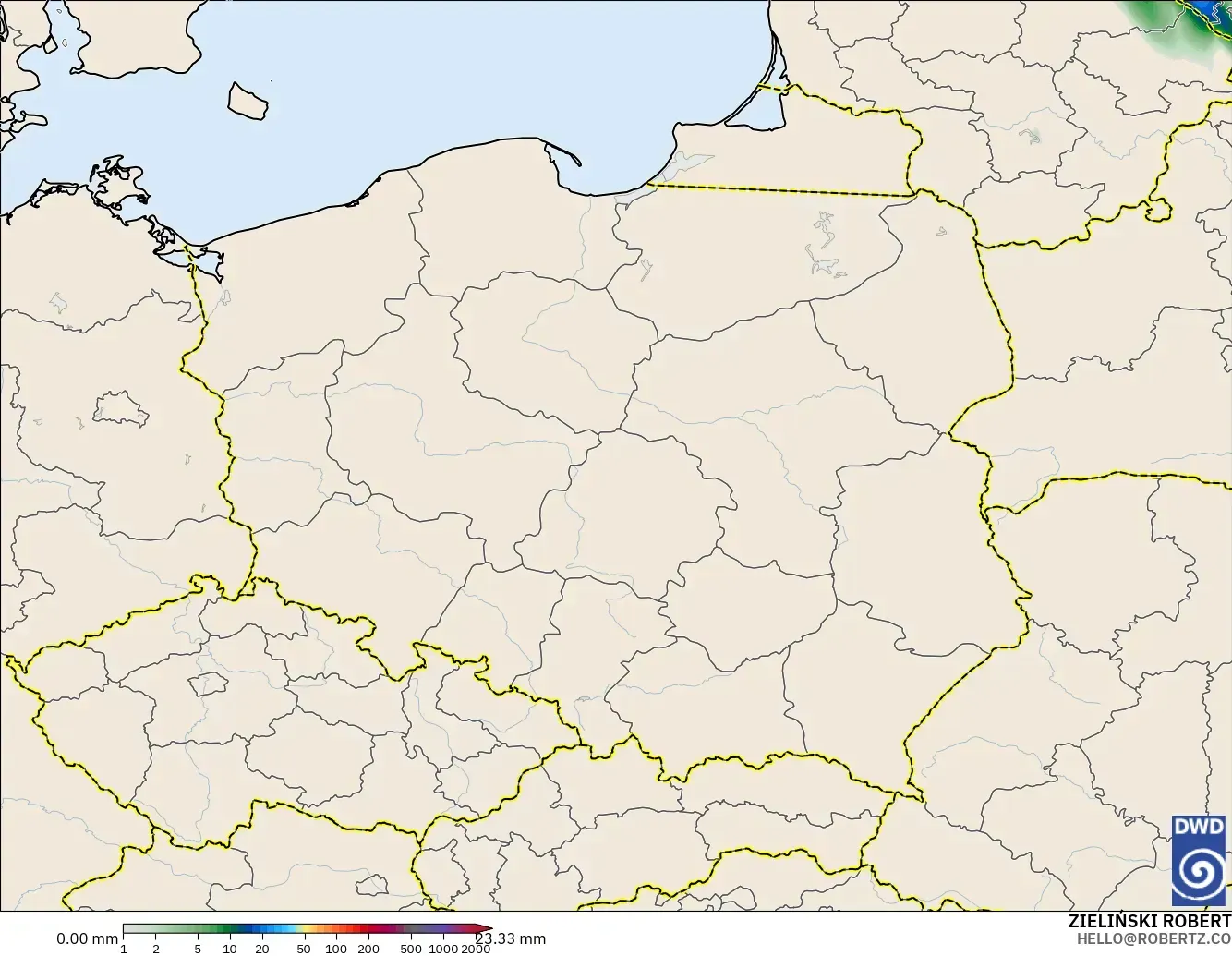 ICON modelo - Polonia, Acumulación de precipitación