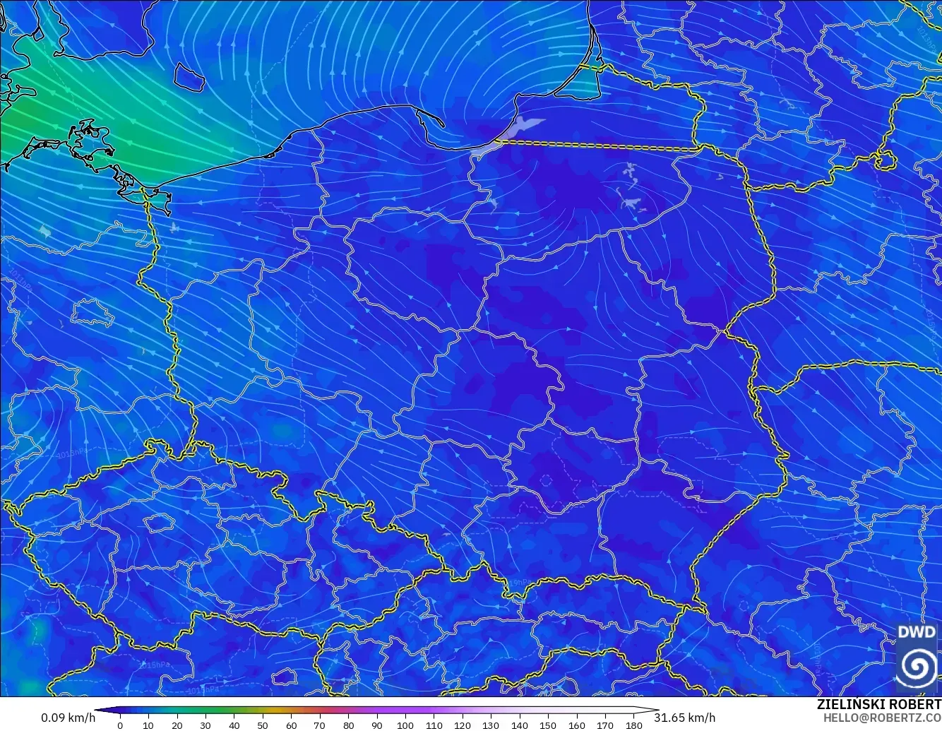 ICON modelo - Polonia, Viento a 10 m