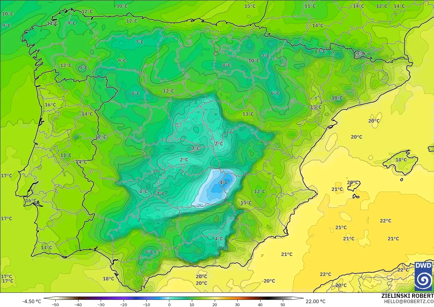ICON modelo - España, Punto de rocío a 2 m