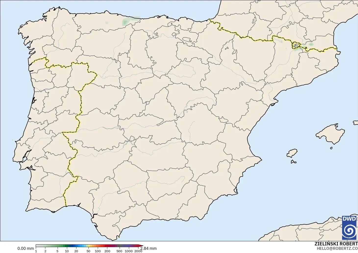ICON modelo - España, Acumulación de precipitación