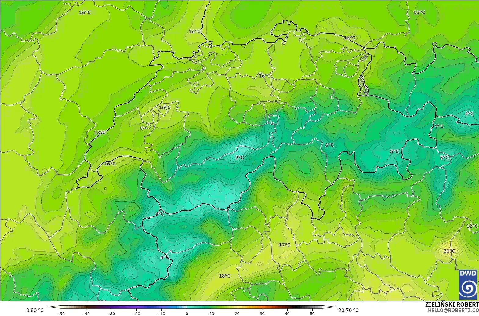 ICON modelo - Suiza, Punto de rocío a 2 m