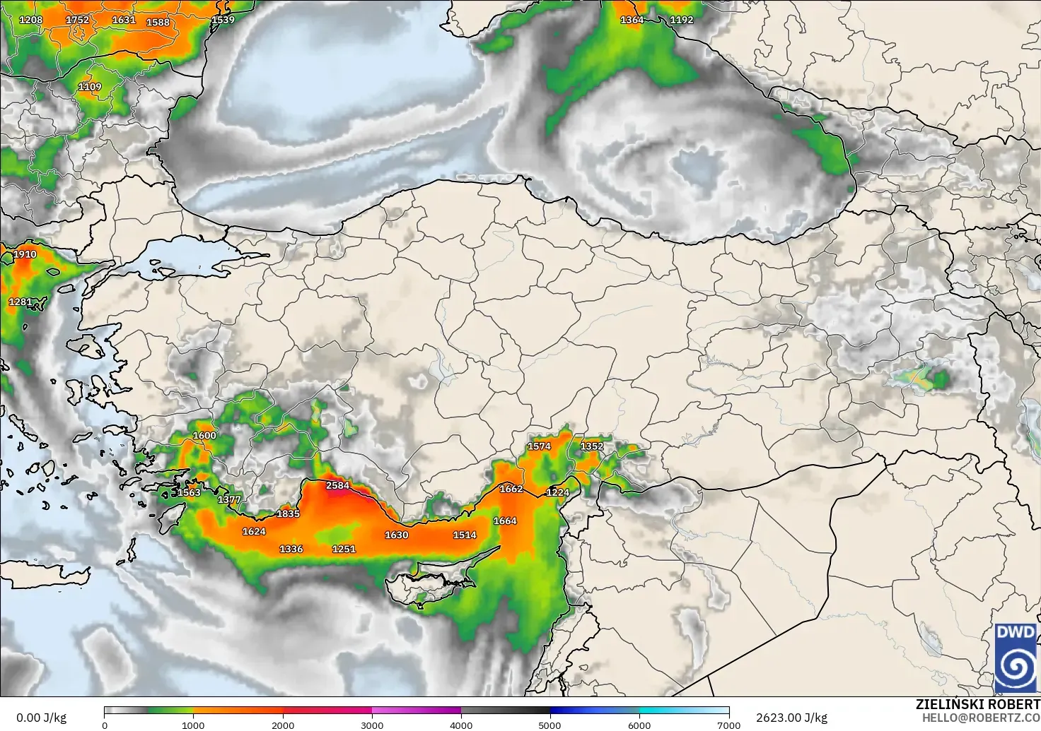 ICON modelo - Turquía, CAPE