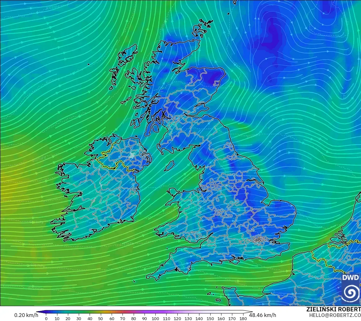 ICON modelo - Reino Unido, Viento a 10 m