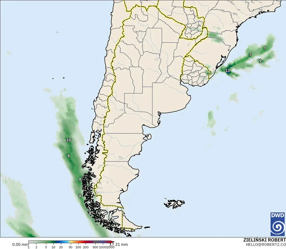 ICON modelo - Argentina, Acumulación de precipitación