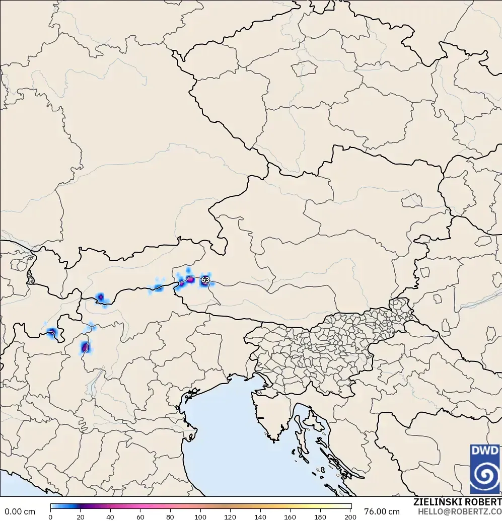 ICON modelo - Austria, Profundidad de nieve