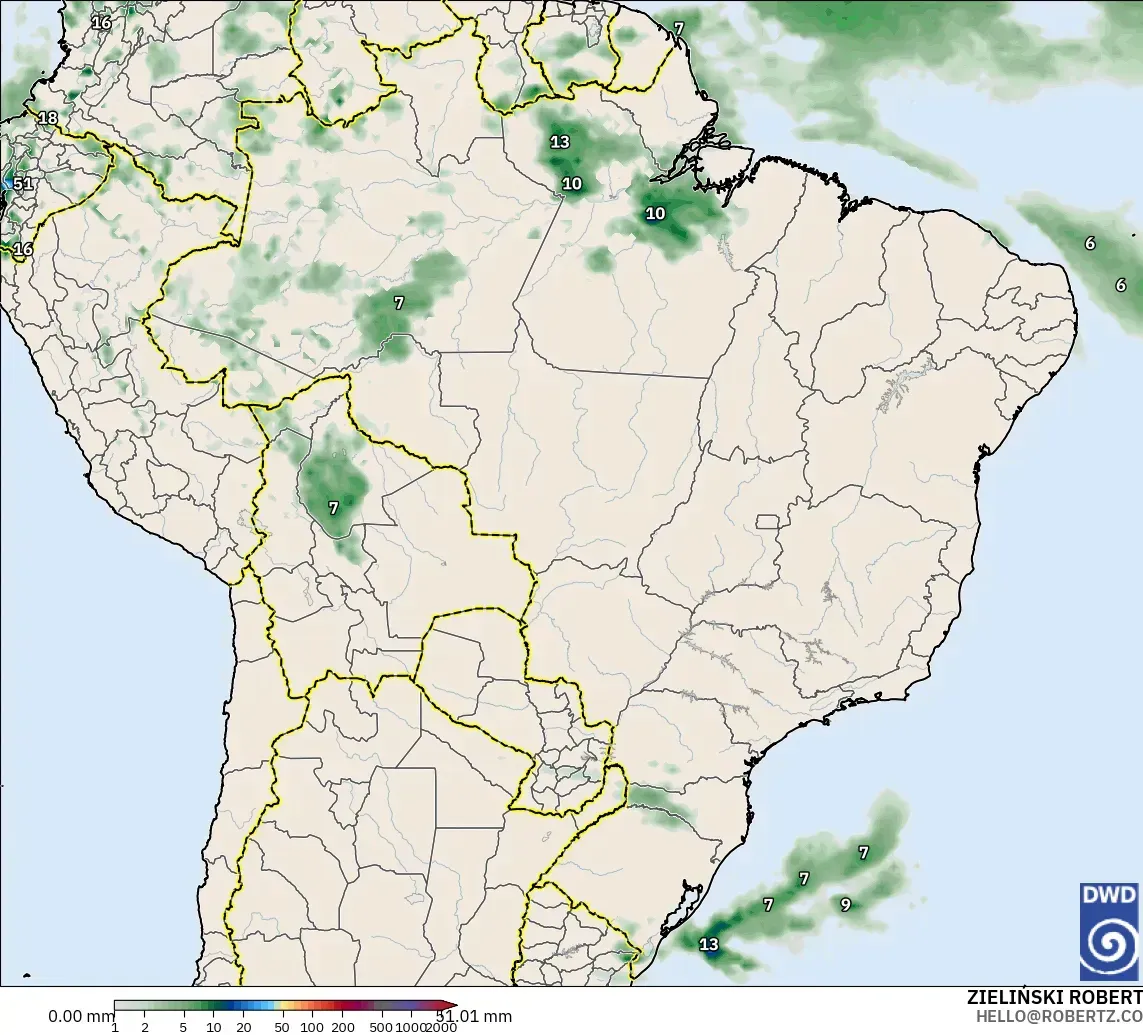 ICON modelo - Brasil, Acumulación de precipitación