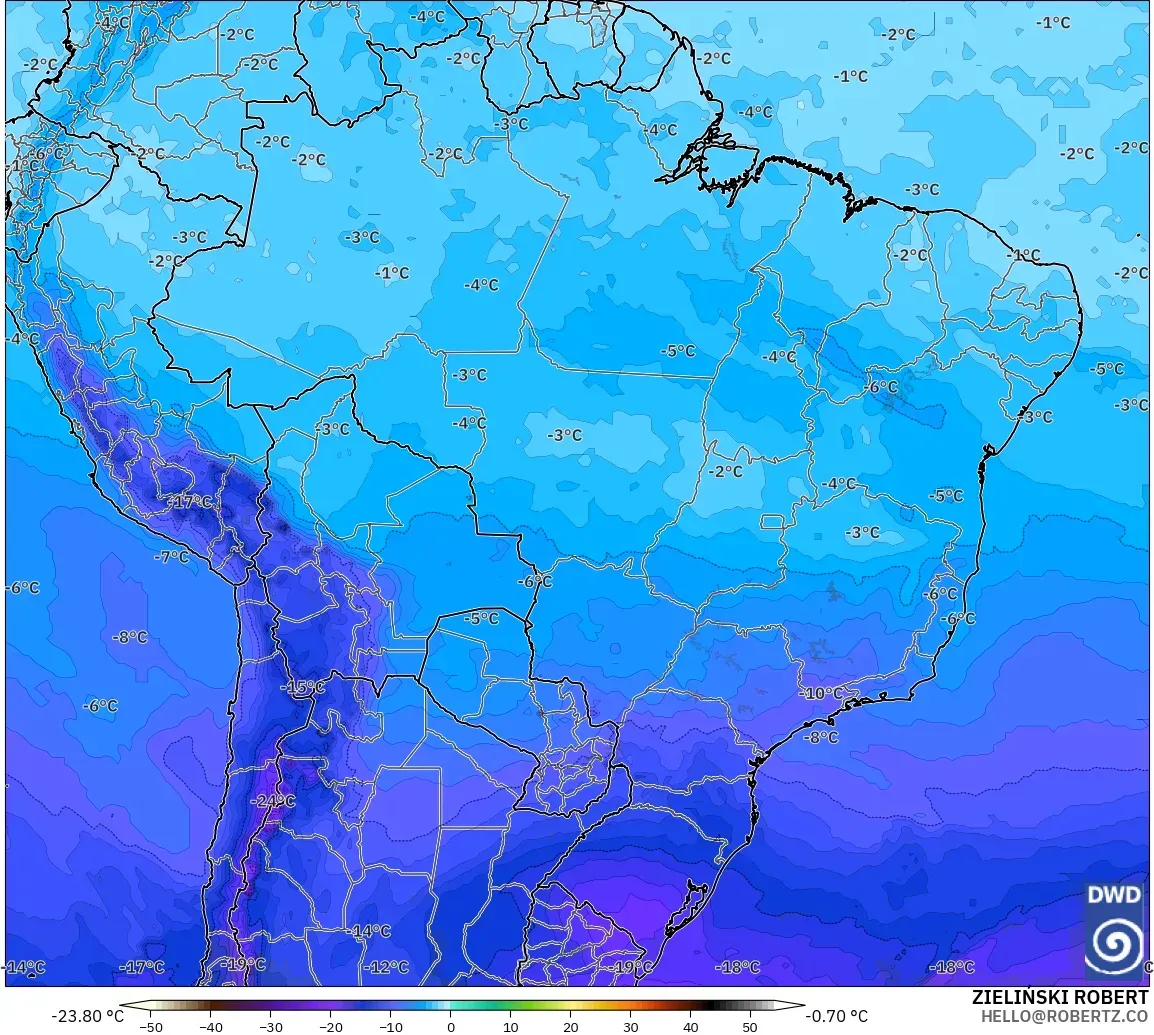 ICON modelo - Brasil, Temperatura a 500 hPa