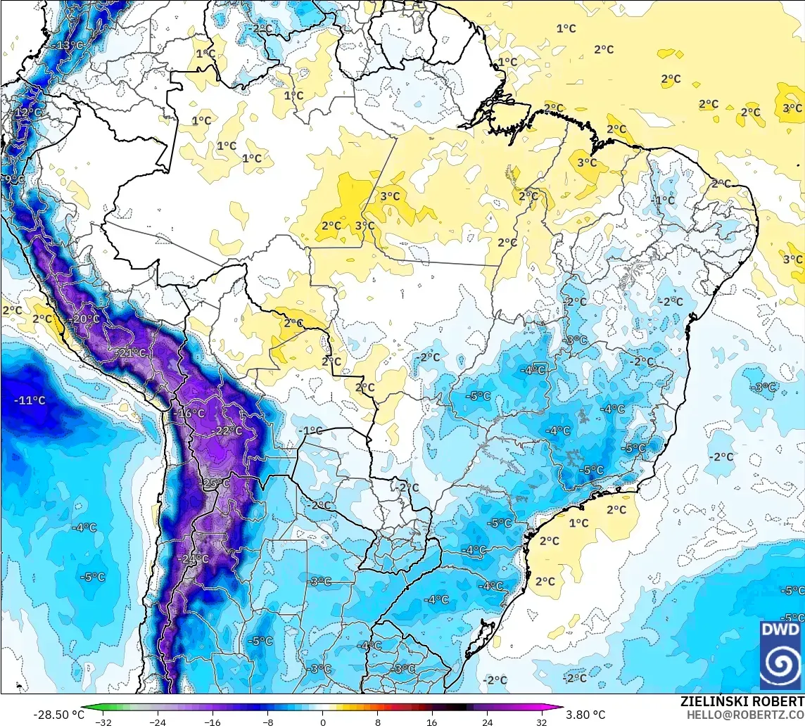 ICON modelo - Brasil, Anomalía de temperatura a 850 hPa