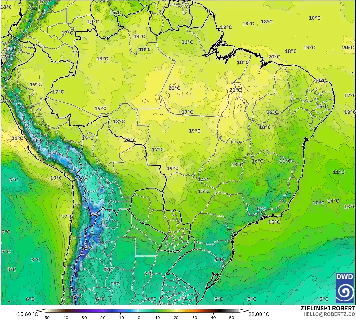 ICON modelo - Brasil, Temperatura a 850 hPa