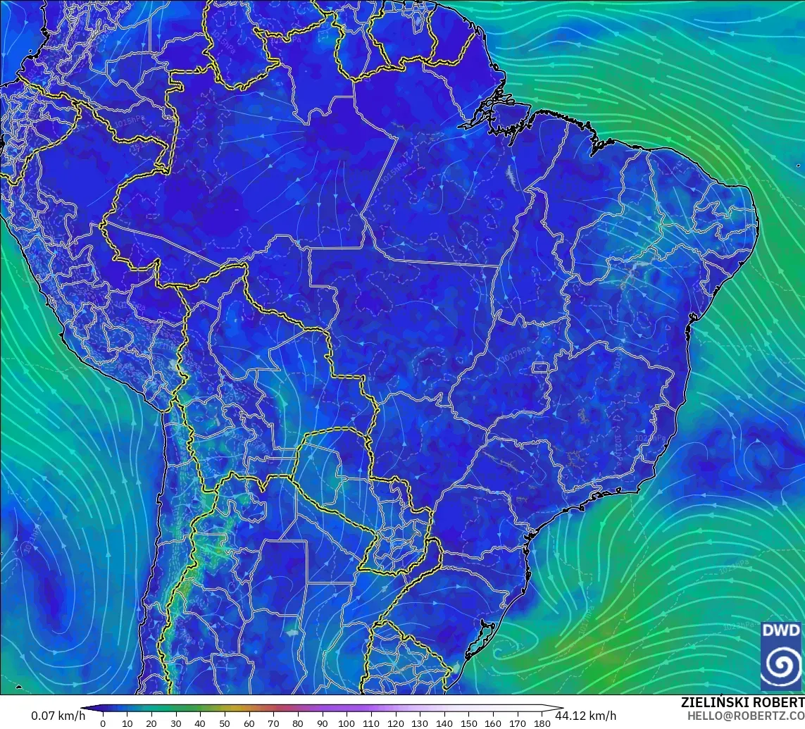 ICON modelo - Brasil, Viento a 10 m