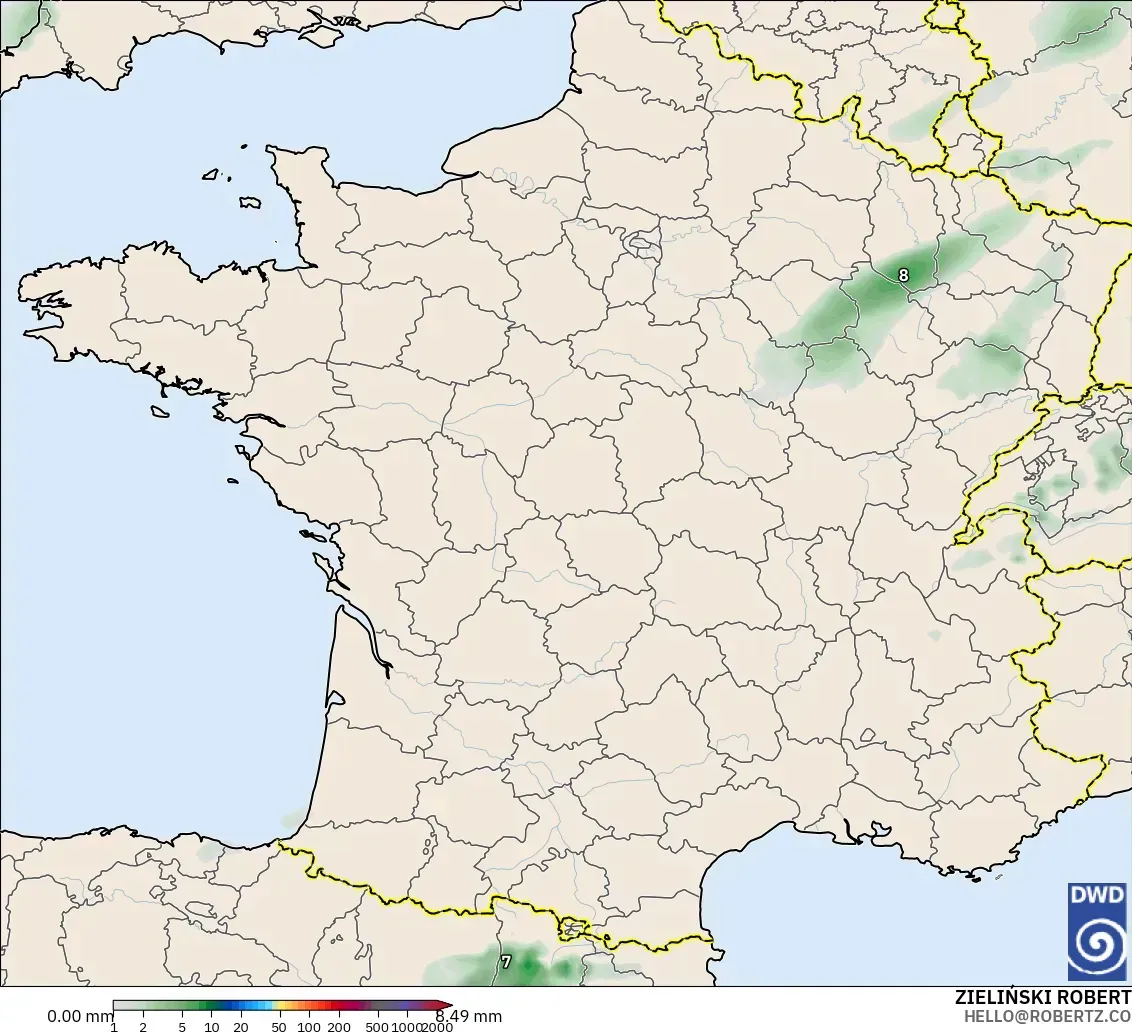 ICON modelo - Francia, Acumulación de precipitación