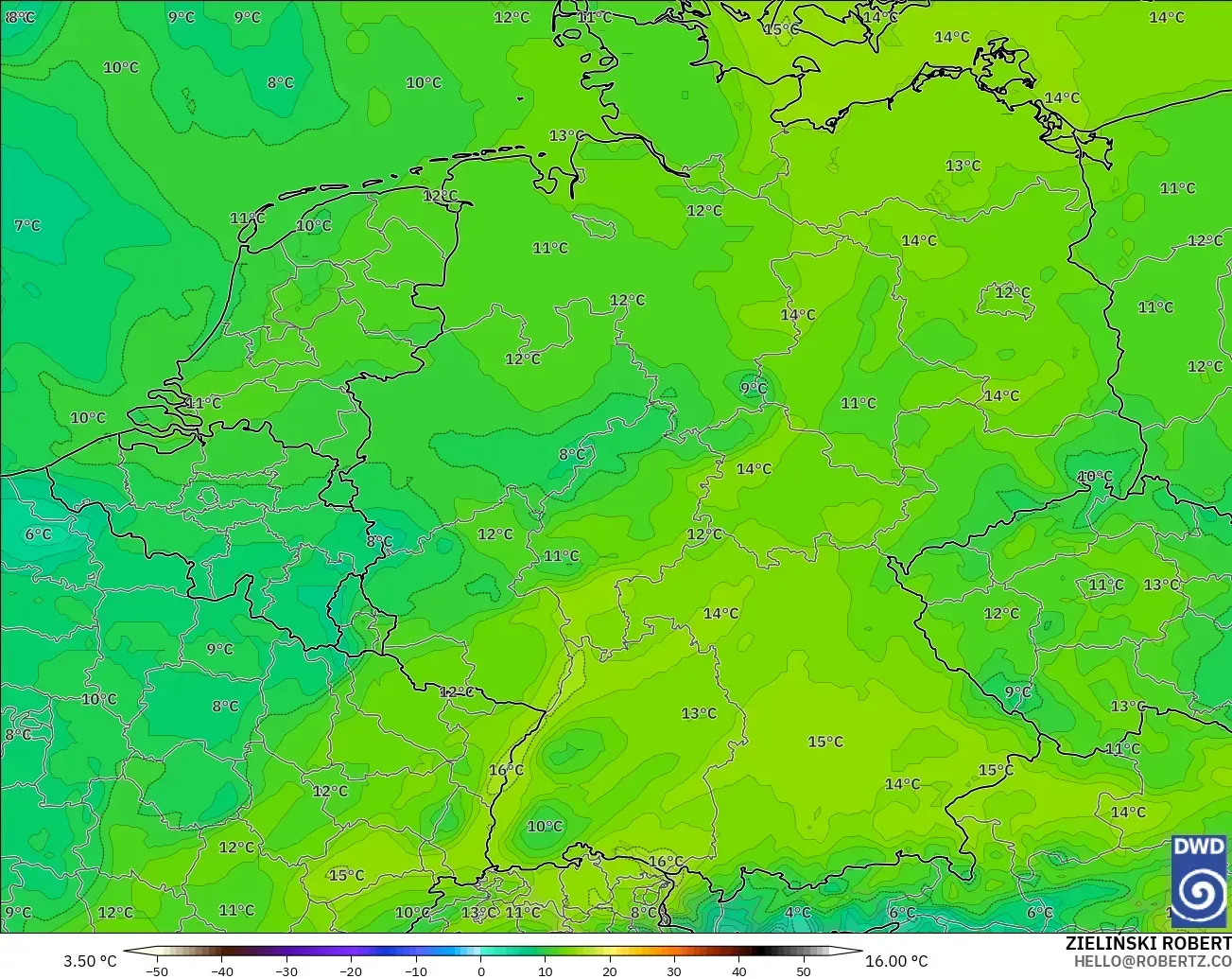 ICON modelo - Alemania, Punto de rocío a 2 m