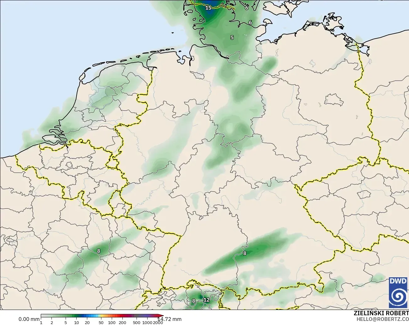 ICON modelo - Alemania, Acumulación de precipitación