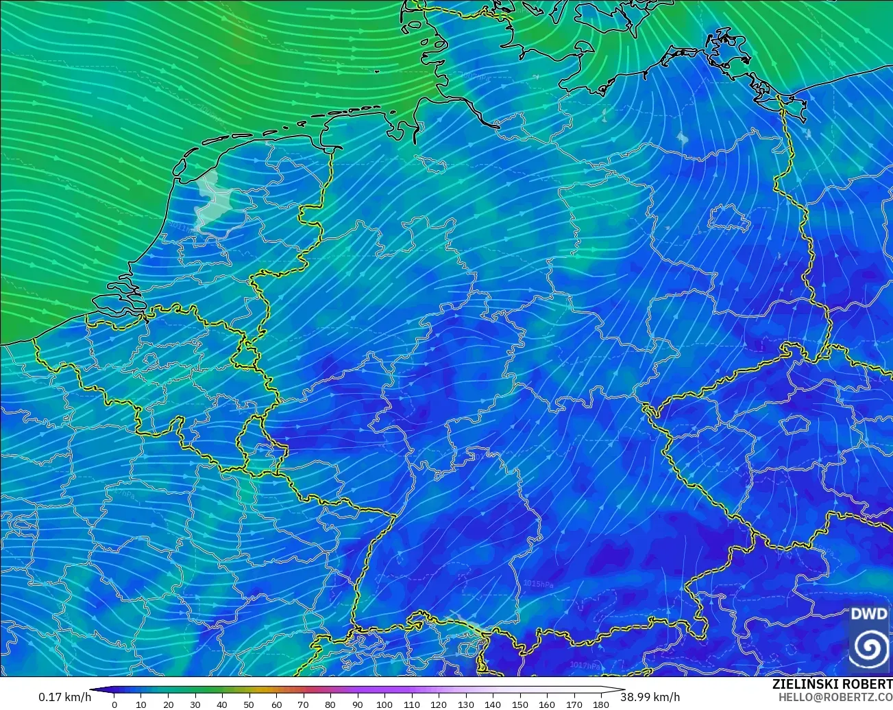 ICON modelo - Alemania, Viento a 10 m