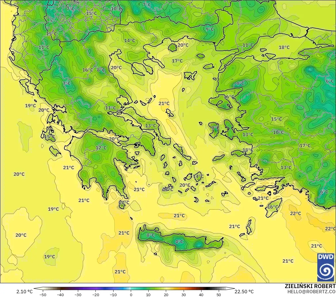 ICON modelo - Grecia, Punto de rocío a 2 m