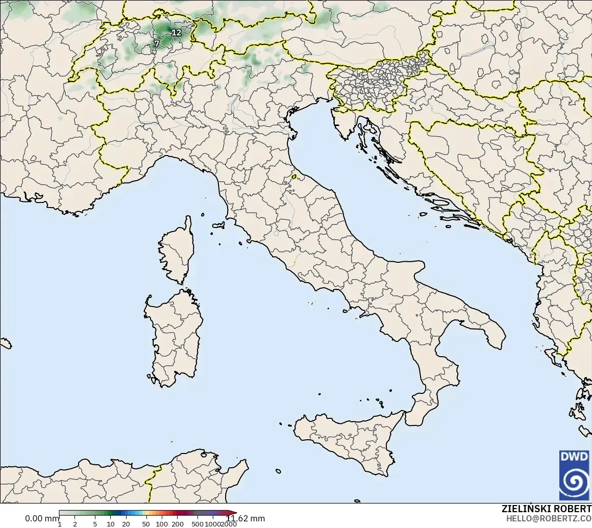 ICON modelo - Italia, Acumulación de precipitación