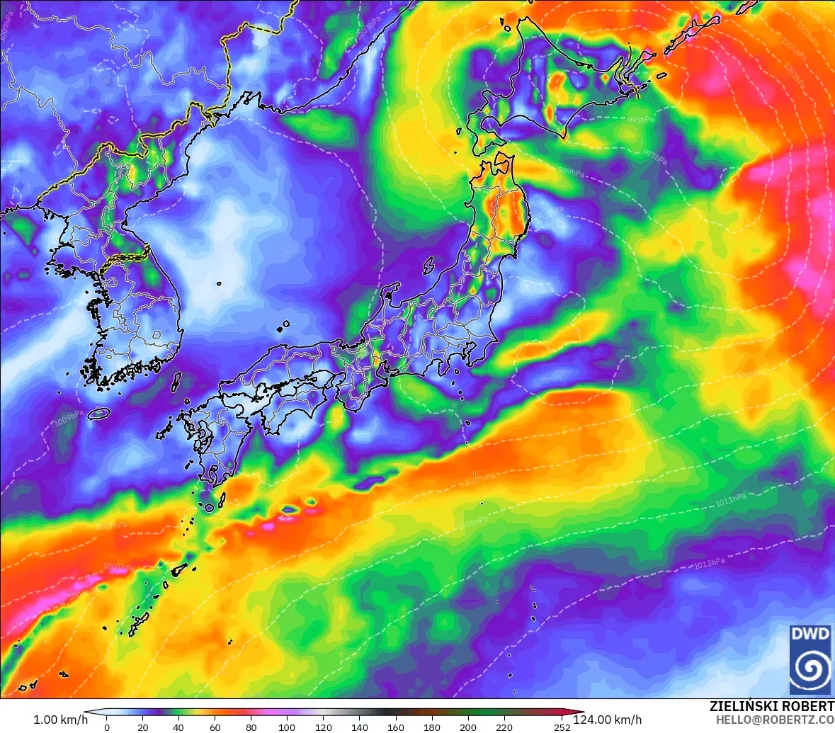 ICON modelo - Japón, Ráfagas de viento