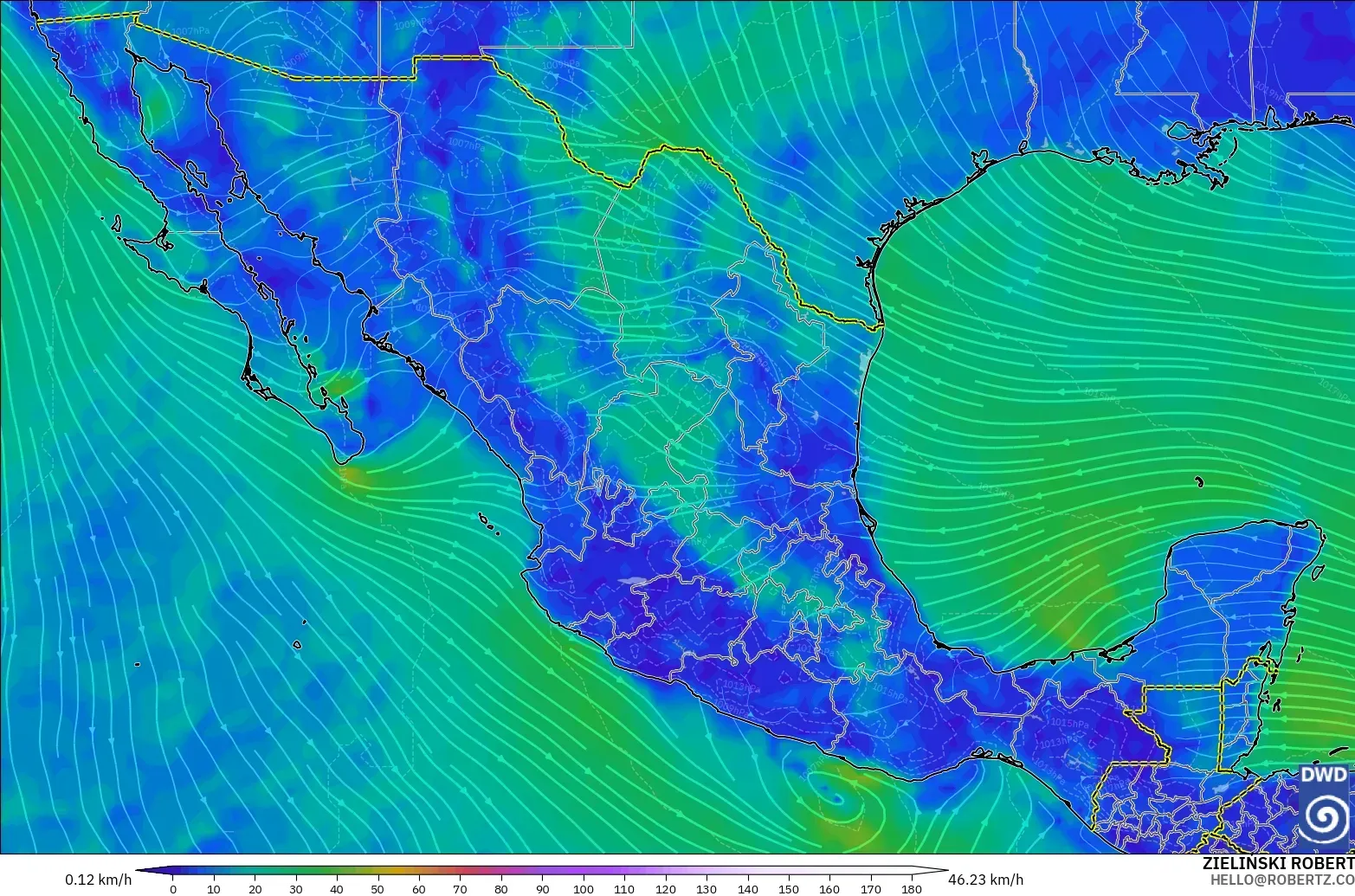 ICON modelo - México, Viento a 10 m