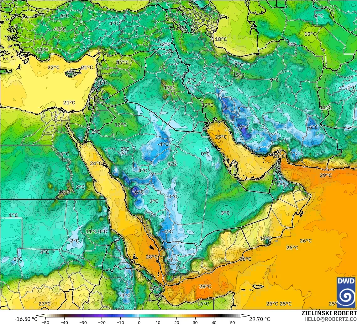 ICON modelo - Oriente Medio, Punto de rocío a 2 m