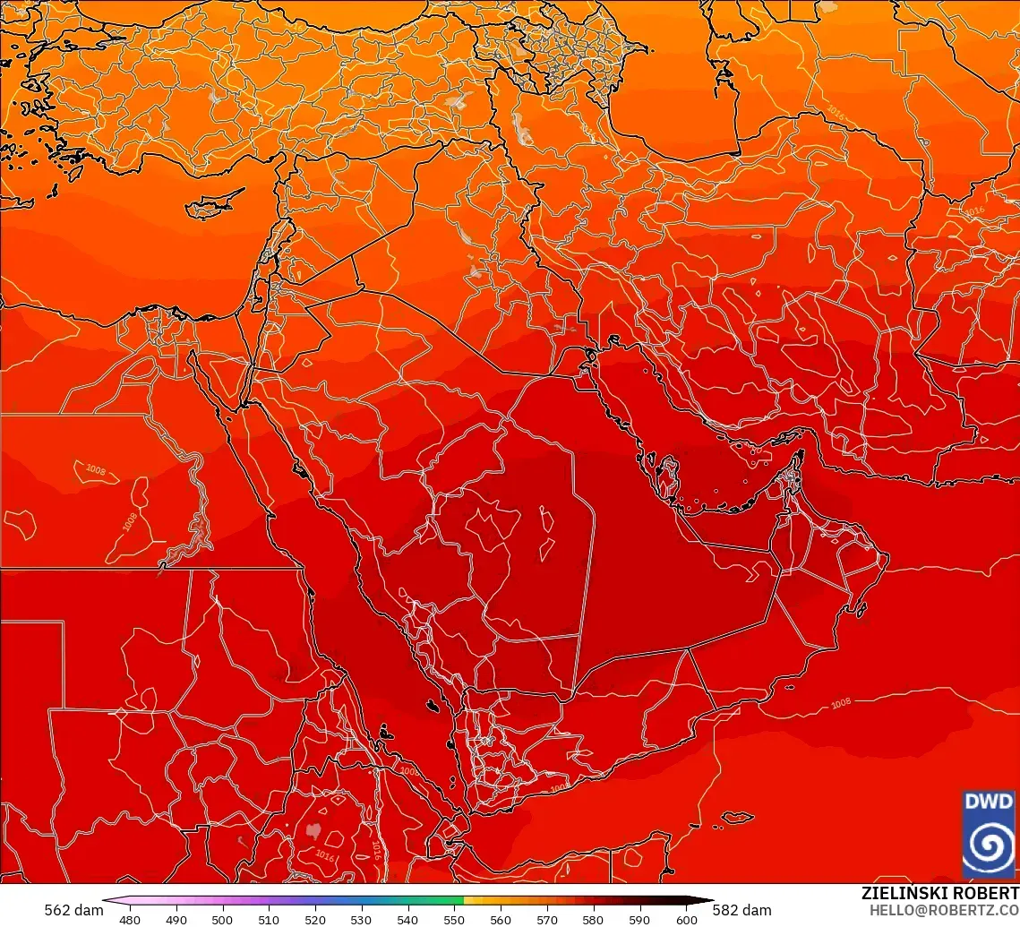 ICON modelo - Oriente Medio, Altura geopotencial a 500 hPa