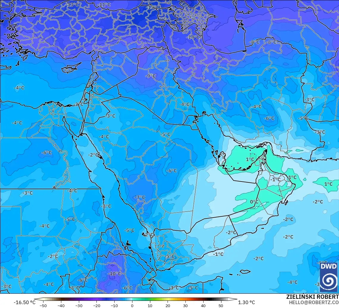 ICON modelo - Oriente Medio, Temperatura a 500 hPa