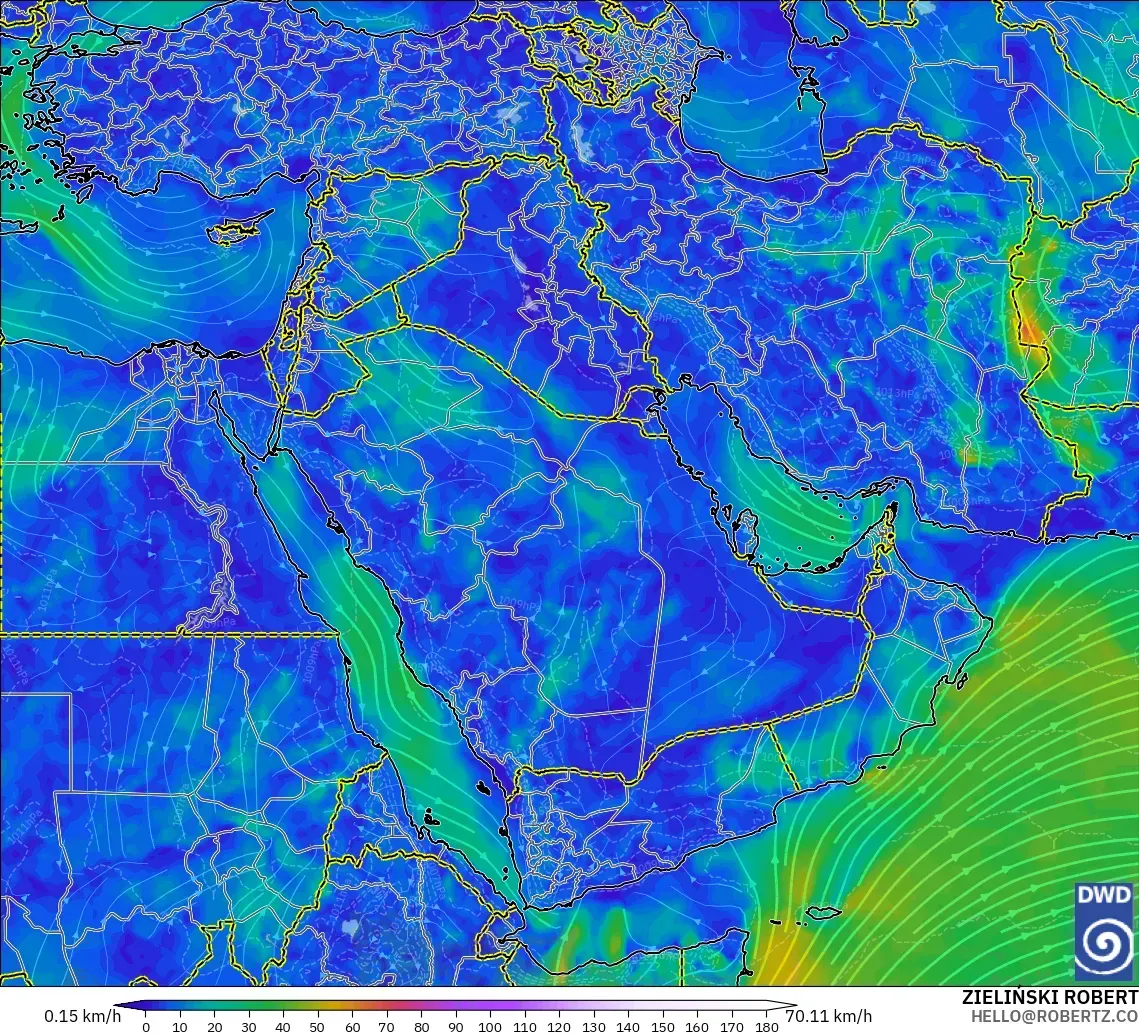 ICON modelo - Oriente Medio, Viento a 10 m