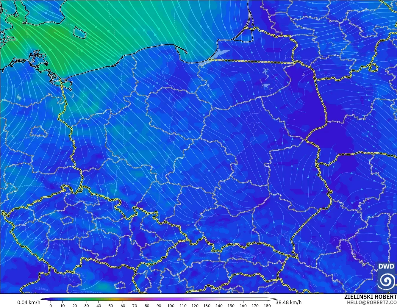 ICON modelo - Polonia, Viento a 10 m