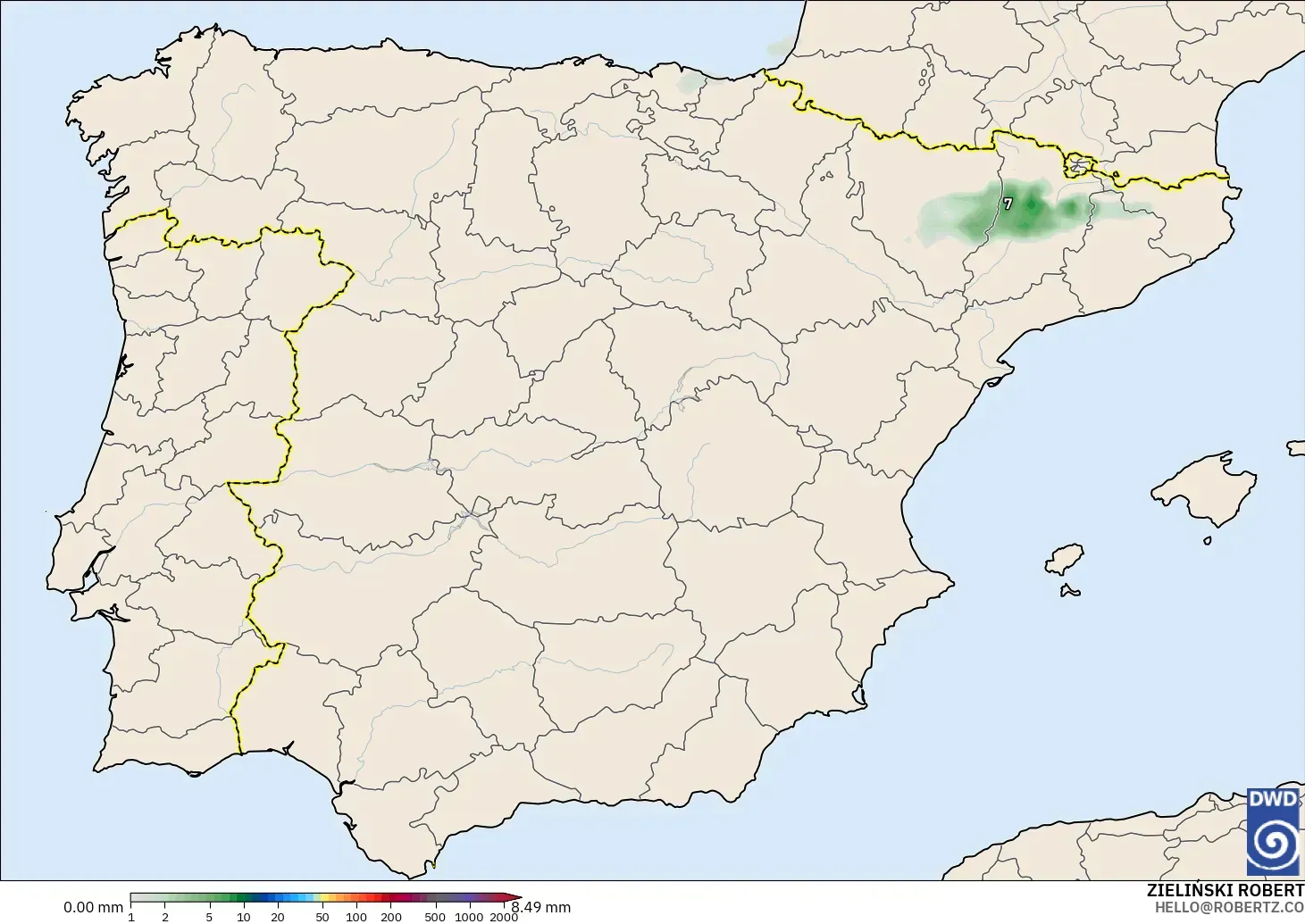 ICON modelo - España, Acumulación de precipitación
