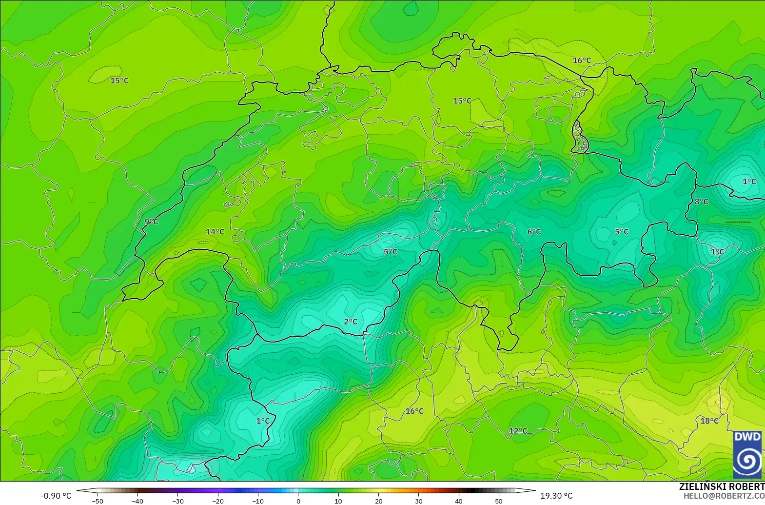 ICON modelo - Suiza, Punto de rocío a 2 m