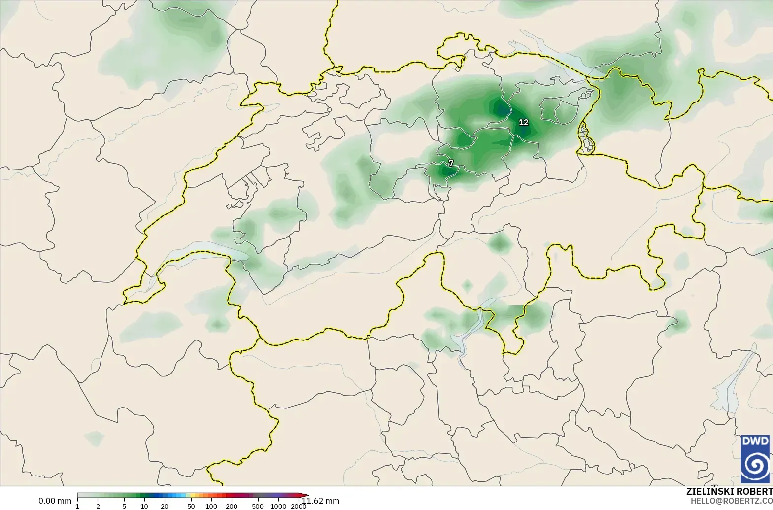 ICON modelo - Suiza, Acumulación de precipitación