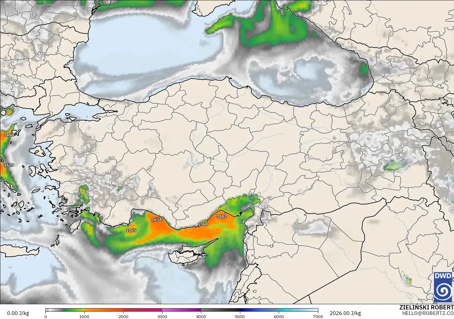 ICON modelo - Turquía, CAPE