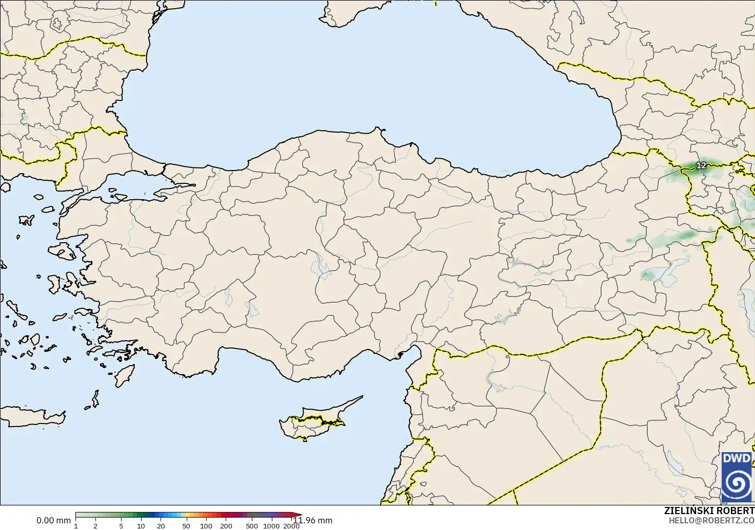 ICON modelo - Turquía, Acumulación de precipitación