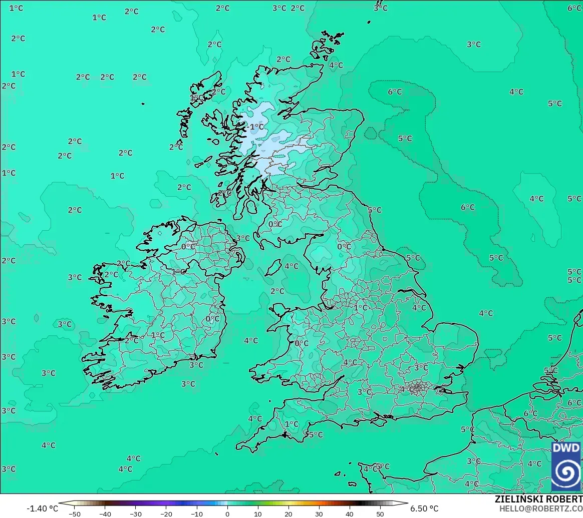 ICON modelo - Reino Unido, Temperatura a 850 hPa