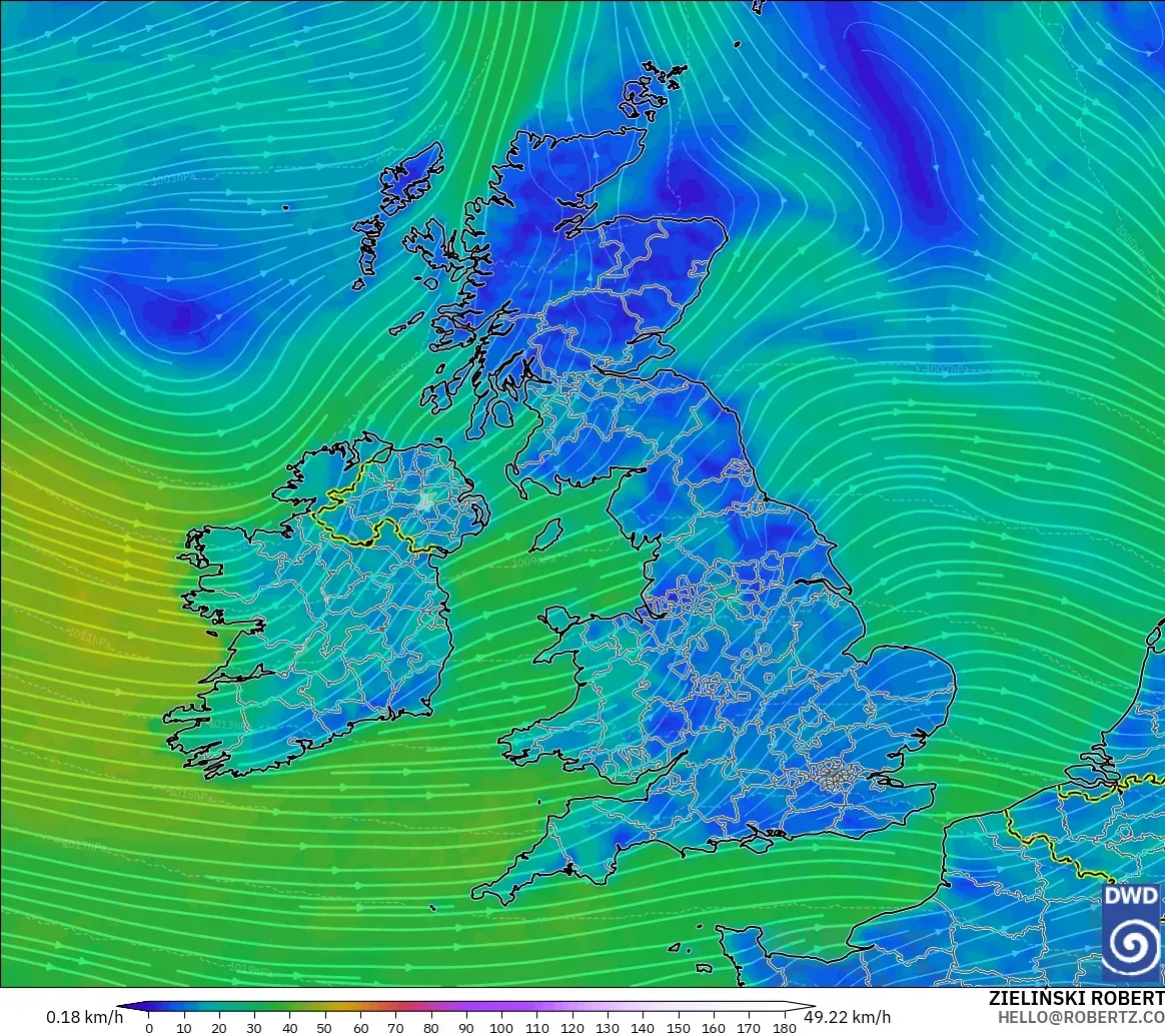 ICON modelo - Reino Unido, Viento a 10 m