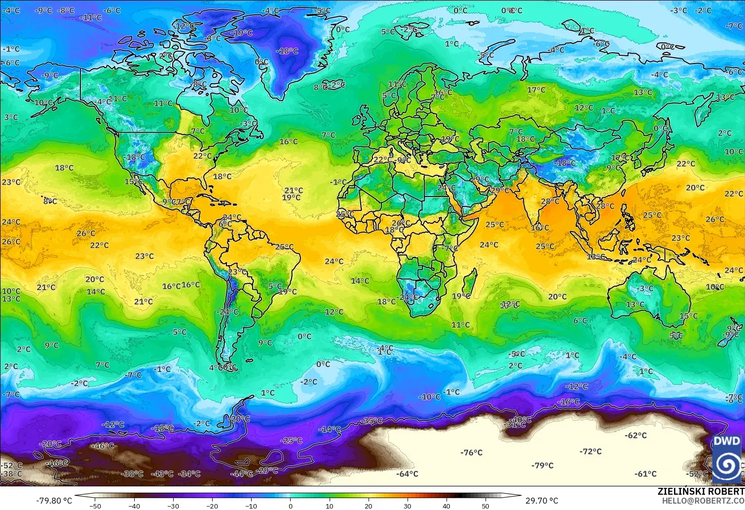 ICON modelo - Mundo, Punto de rocío a 2 m