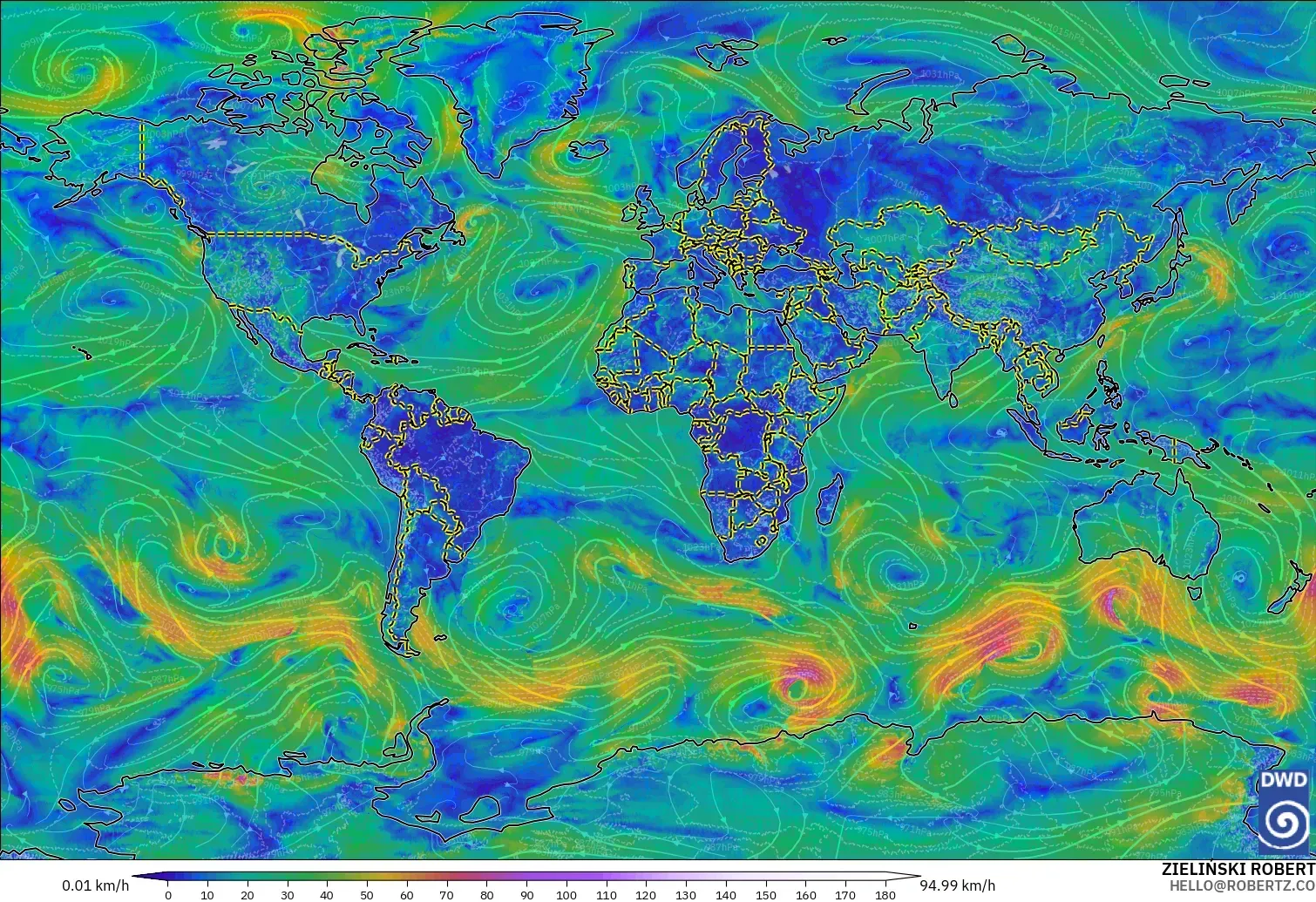 ICON modelo - Mundo, Viento a 10 m