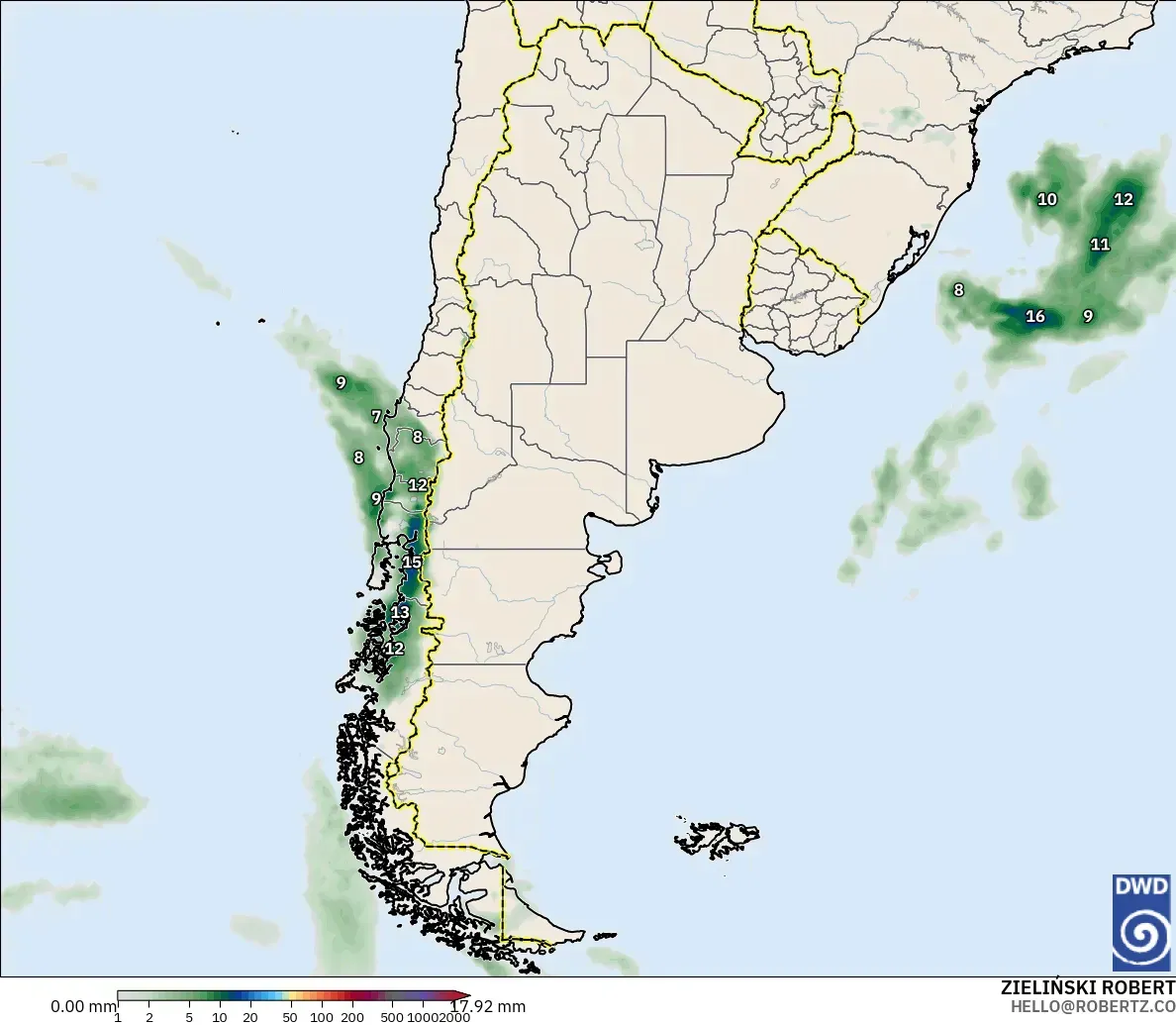 ICON modelo - Argentina, Acumulación de precipitación