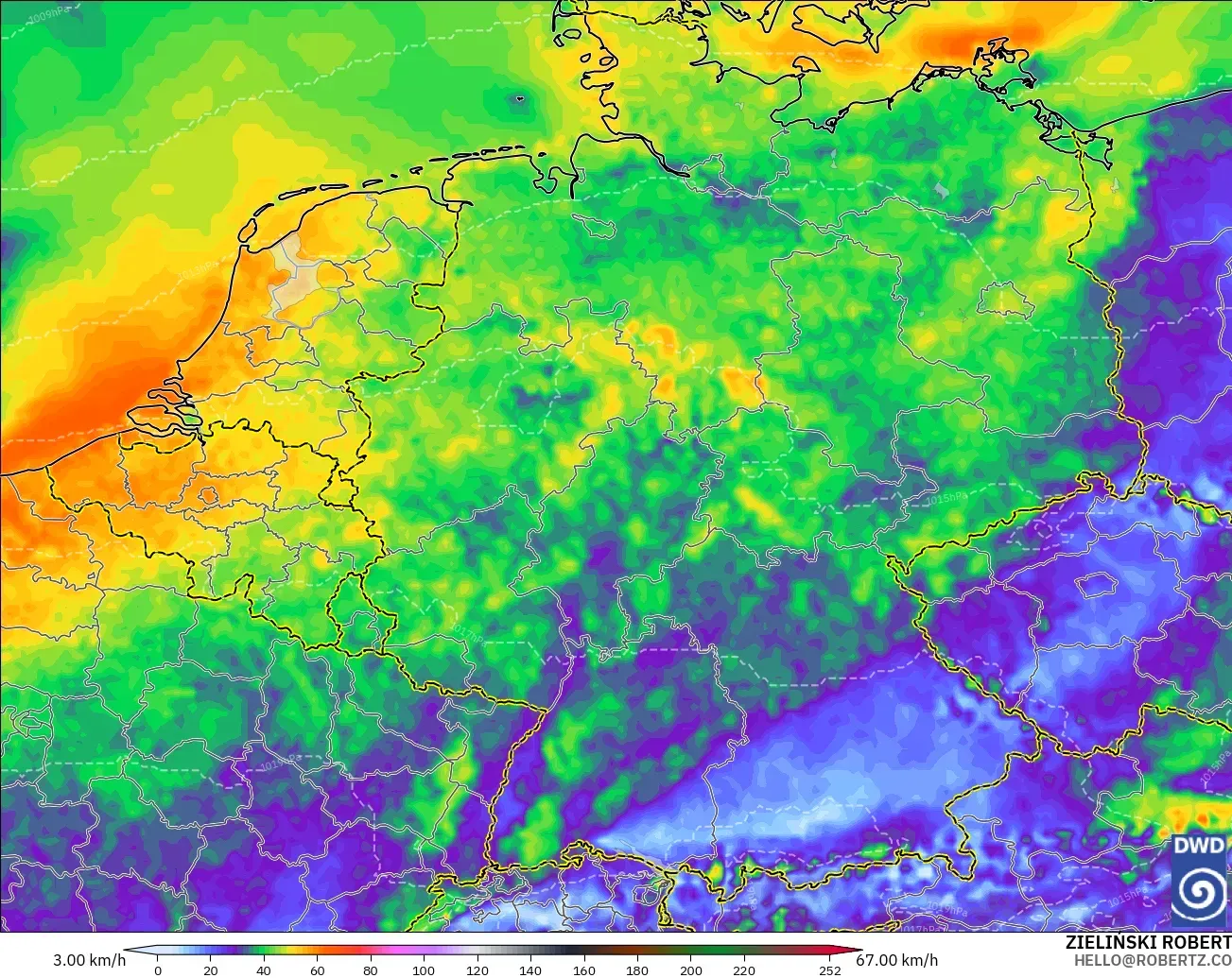 ICON modelo - Alemania, Ráfagas de Viento Máximas