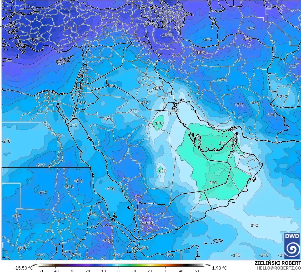 ICON modelo - Oriente Medio, Temperatura a 500 hPa