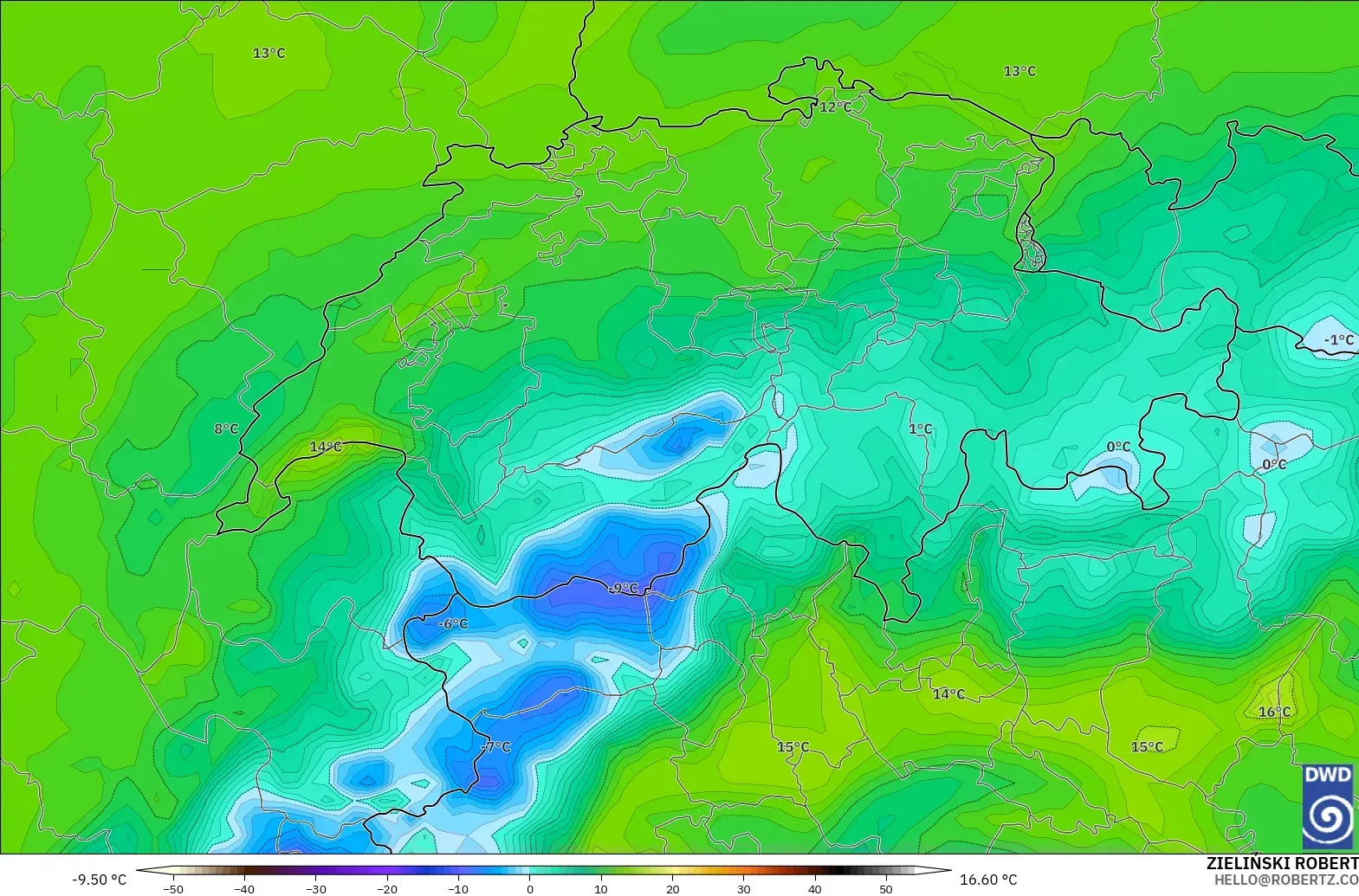 ICON modelo - Suiza, Punto de rocío a 2 m