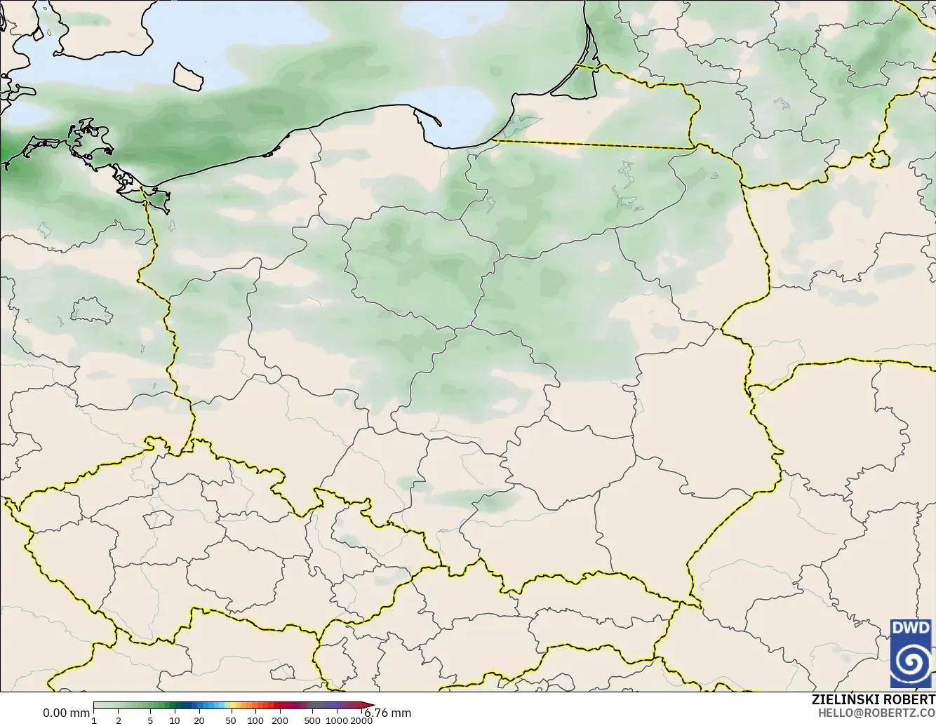 ICON modelo - Polonia, Acumulación de precipitación