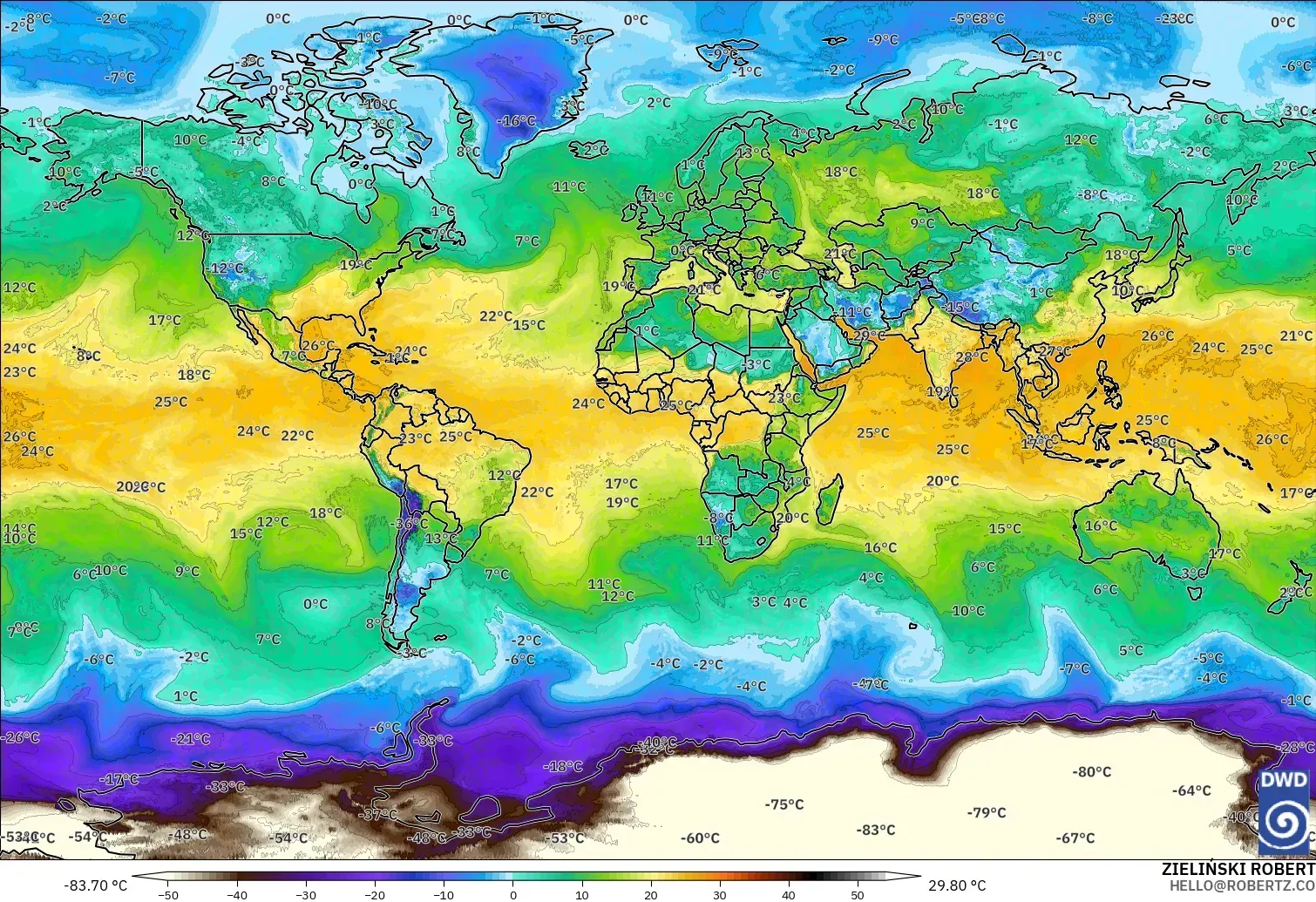 ICON modelo - Mundo, Punto de rocío a 2 m