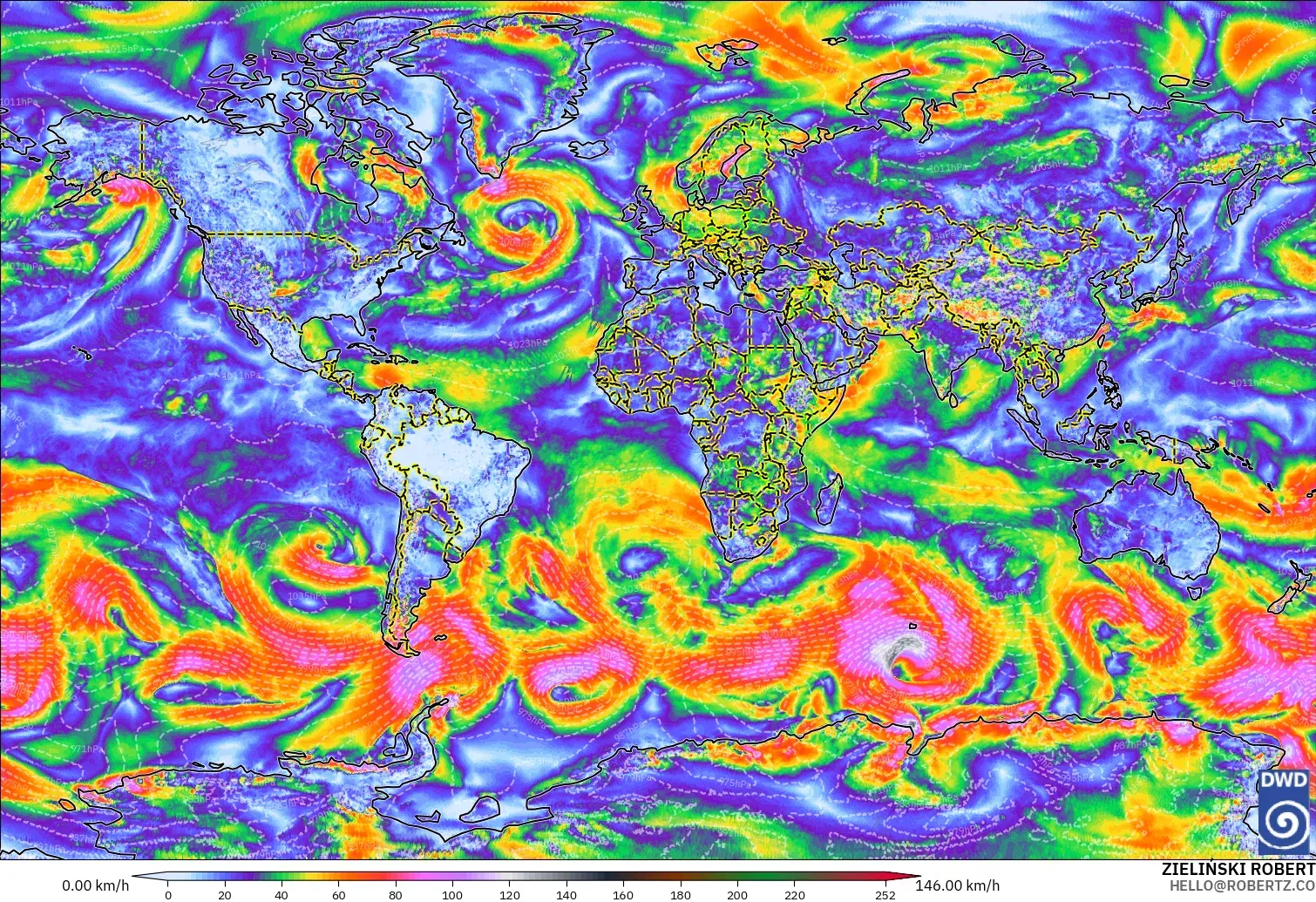 ICON modelo - Mundo, Ráfagas de Viento Máximas