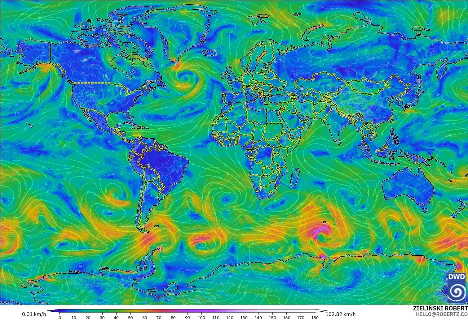 ICON modelo - Mundo, Viento a 10 m
